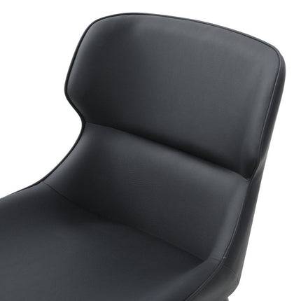 Black Faux Leather and Steel Wing Back Dining Side Chair