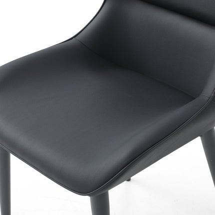 Black Faux Leather and Steel Wing Back Dining Side Chair