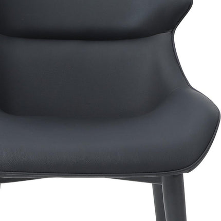 Black Faux Leather and Steel Wing Back Dining Side Chair