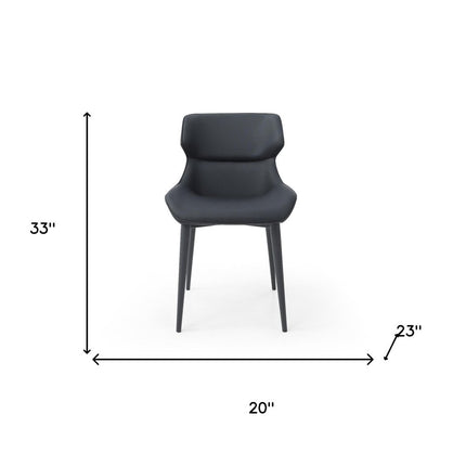 Black Faux Leather and Steel Wing Back Dining Side Chair