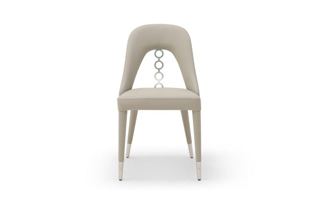 Set of Two Gray and Silver Faux Leather and Stainless Steel Dining Side Chairs HomeRoots