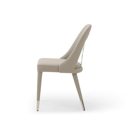 Set of Two Gray and Silver Faux Leather and Stainless Steel Dining Side Chairs