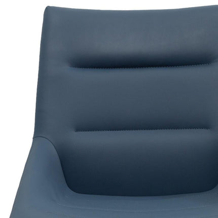 Set of Two Navy Blue and Black Faux Leather and Metal Dining Side Chairs