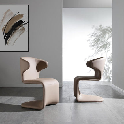 Light Brown Faux Leather Wing Back Dining Side Chair HomeRoots