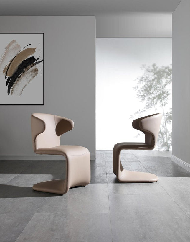 Light Brown Faux Leather Wing Back Dining Side Chair HomeRoots