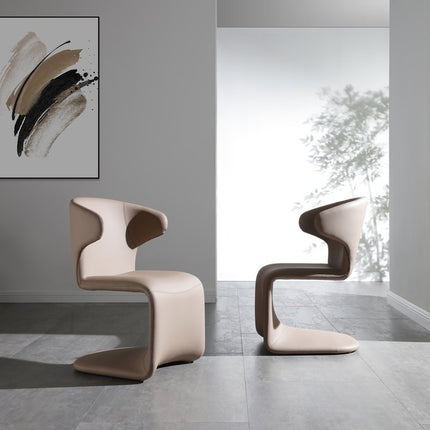 Light Brown Faux Leather Wing Back Dining Side Chair