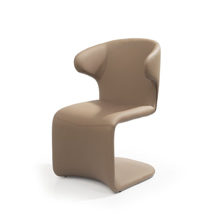 Light Brown Faux Leather Wing Back Dining Side Chair