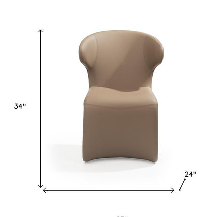 Light Brown Faux Leather Wing Back Dining Side Chair