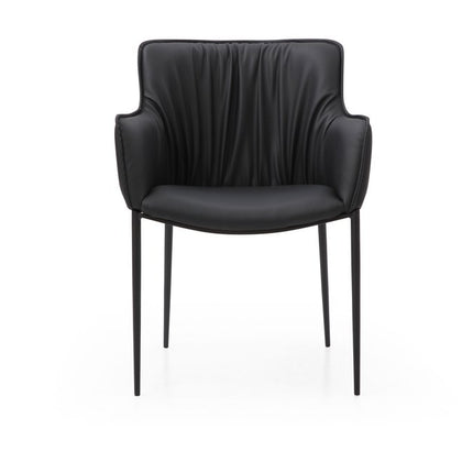 Black Faux Leather and Steel Dining Arm Chair