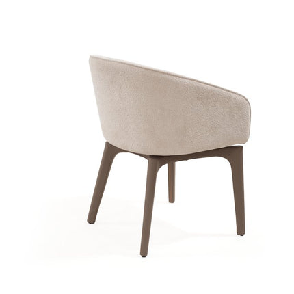 Taupe and Brown Boucle And Faux Leather Dining Arm Chair