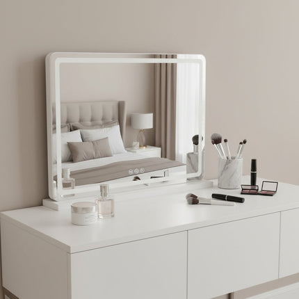 23" Clear Lighted Freestanding Frameless Makeup Shaving Tabletop Mirror HomeRoots