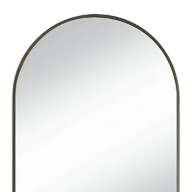 35" Black Metal Arch Framed Accent Mirror
