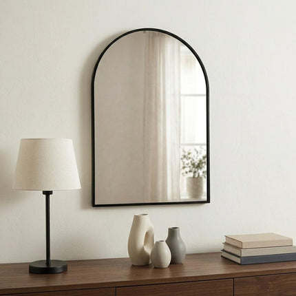 38" Black Metal Arch Framed Accent Mirror HomeRoots
