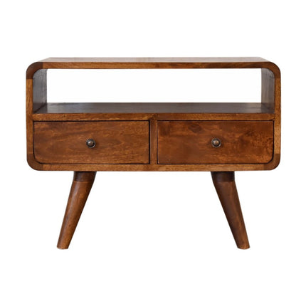 24" Chestnut Solid Wood Enclosed and Open Storage TV Stand HomeRoots