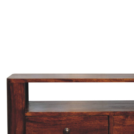 35" Brown Solid Wood Enclosed and Open Storage TV Stand HomeRoots