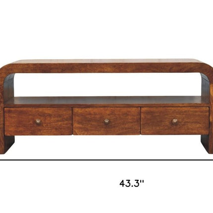 43" Brown Solid Wood Enclosed and Open Storage TV Stand HomeRoots
