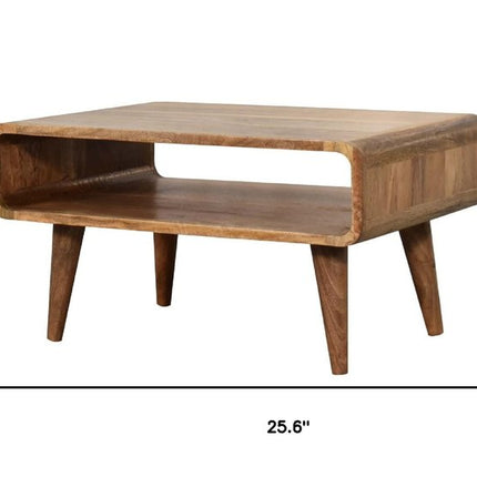 26" Brown Solid Wood Open Shelving TV Stand