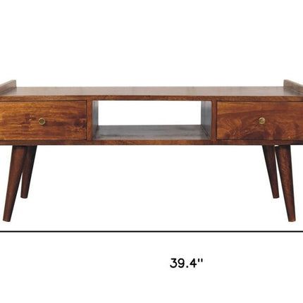 39" Brown Solid Wood Enclosed and Open Storage TV Stand