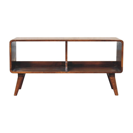 39" Brown Solid Wood Enclosed and Open Storage TV Stand