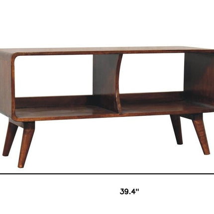 39" Brown Solid Wood Enclosed and Open Storage TV Stand HomeRoots