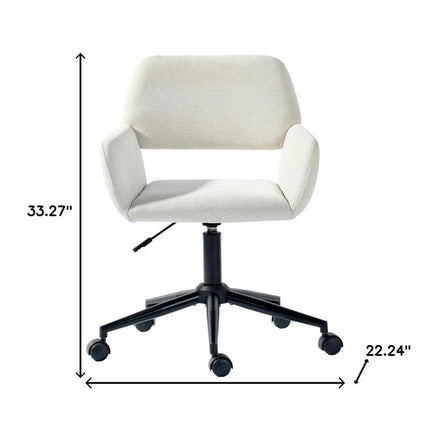 Beige and Black Adjustable Height Swivel Rolling Office Chair HomeRoots