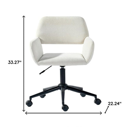 Beige and Black Adjustable Height Swivel Rolling Office Chair