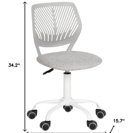 Gray and White Adjustable Height Swivel Rolling Office Chair HomeRoots