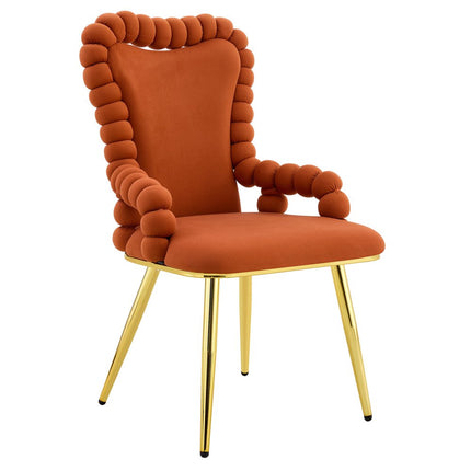 Set of Two Brown and Gold Velvet Dining Arm Chairs