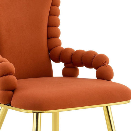 Set of Two Brown and Gold Velvet Dining Arm Chairs