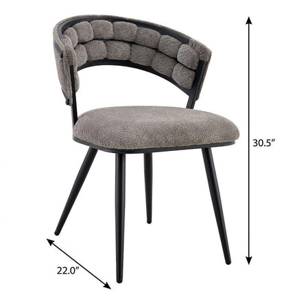 Set of Two Gray and Black Velvet Dining Side Chairs