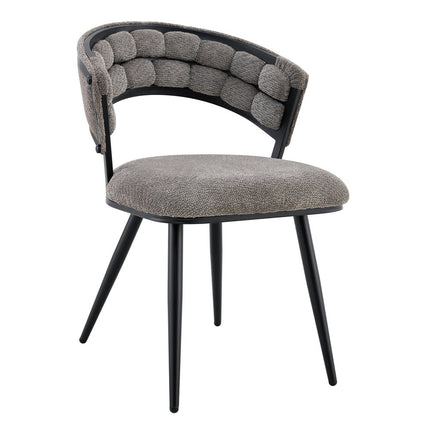 Set of Two Gray and Black Velvet Dining Side Chairs