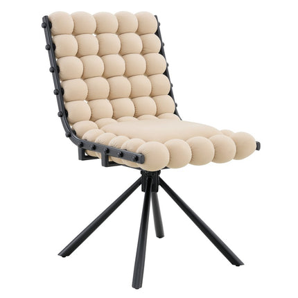 Set of Two Beige and Black Velvet Dining Side Chairs