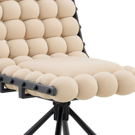 Set of Two Beige and Black Velvet Dining Side Chairs