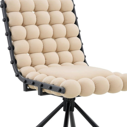 Set of Two Beige and Black Velvet Dining Side Chairs