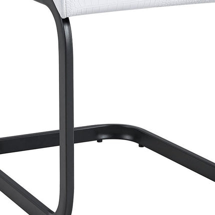Set of Four White and Black Faux Leather Dining Side Chairs