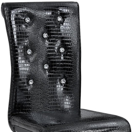 Set of Four Black Faux Leather Dining Side Chairs