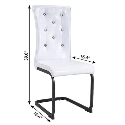 Set of Two White and Black Faux Leather Dining Side Chairs