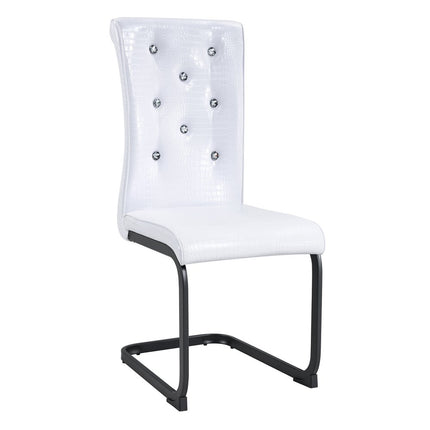 Set of Two White and Black Faux Leather Dining Side Chairs