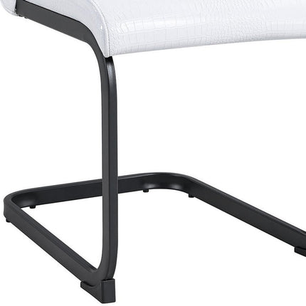 Set of Two White and Black Faux Leather Dining Side Chairs