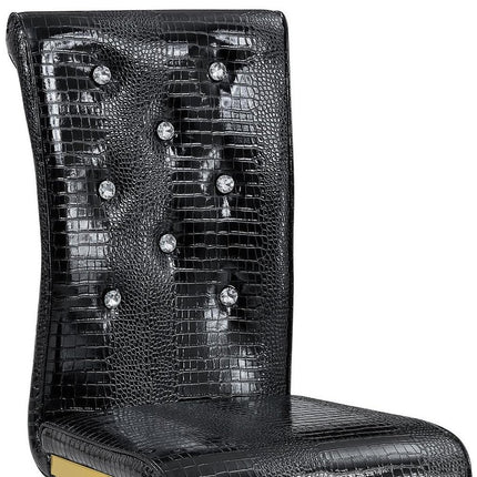 Set of Two Black and Gold Faux Leather Dining Side Chairs