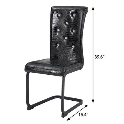 Set of Two Black Faux Leather Dining Side Chairs