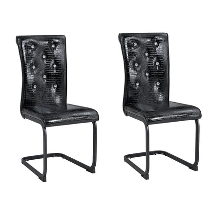 Set of Two Black Faux Leather Dining Side Chairs