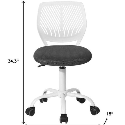 Gray and White Adjustable Height Swivel Rolling Office Chair HomeRoots