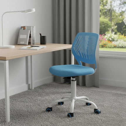 Blue and White Adjustable Height Swivel Rolling Office Chair HomeRoots