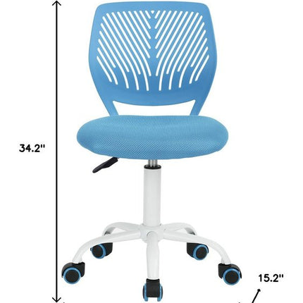 Blue and White Adjustable Height Swivel Rolling Office Chair HomeRoots
