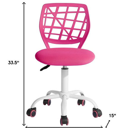 Pink and White Adjustable Height Swivel Rolling Office Chair HomeRoots