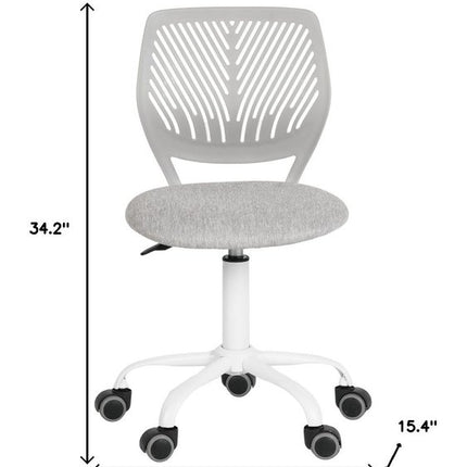 Gray and White Adjustable Height Swivel Rolling Office Chair
