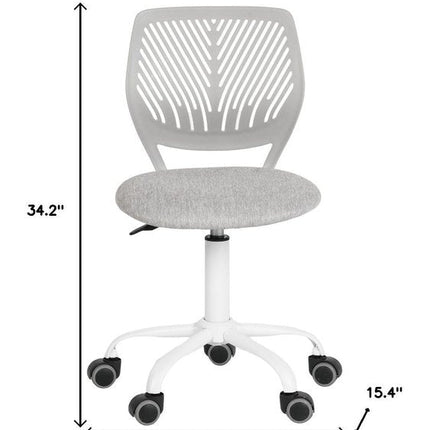 Gray and White Adjustable Height Swivel Rolling Office Chair HomeRoots