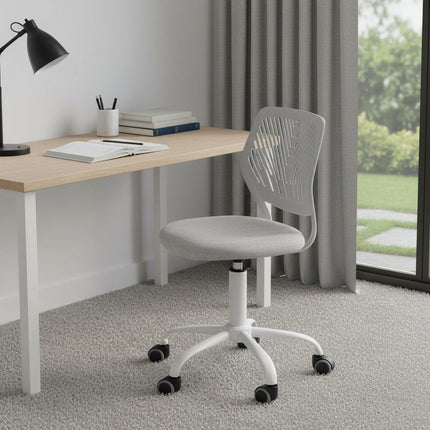 Gray and White Adjustable Height Swivel Rolling Office Chair HomeRoots