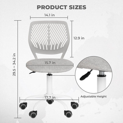 Gray and White Adjustable Height Swivel Rolling Office Chair HomeRoots
